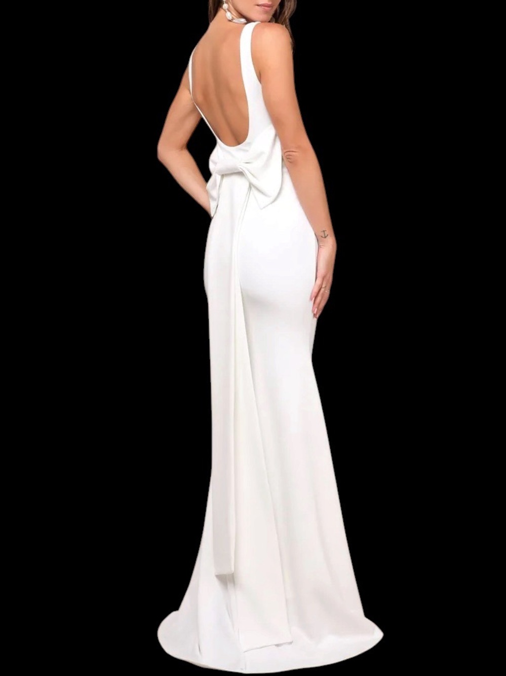 lulus white backless dress White Satin Backless Maxi Dress | Womens | Large | 100% Polyester | Lulus